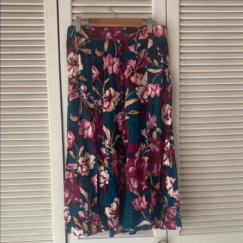 Band Of Gypsies- Floral Teal and Purple Skirt